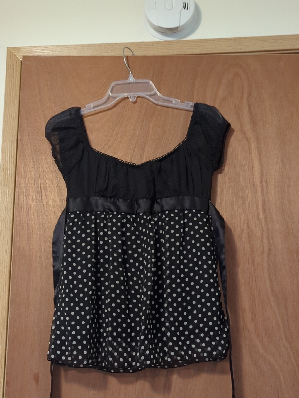 Halo Black Polka Dot Cap-Sleeve Top